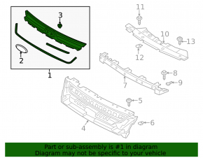 Молдинг решетки радиатора grill правый Ford Escape MK3 13-16 хром, без решетки