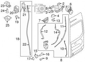 Заглушка внешней ручки передняя правая Ford Transit Connect MK2 13-23 структура