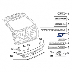 Эмблема надпись ST двери багажника Ford Edge 19-24