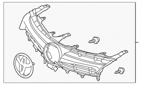 Решетка радиатора grill Toyota Camry v55 15-17 usa hybrid