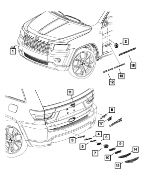 Emblemă capotă Jeep Grand Cherokee WK2 16-22 cromată