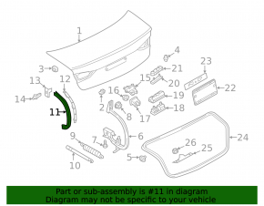 Накладка петли крышки багажника левая Audi A3 8V 15-20 4d, черная