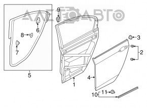 Дверь в сборе задняя левая Honda Accord 13-17 синий B553P, тычки