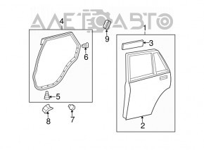 Уплотнитель двери задней правой Lexus RX300 RX330 RX350 RX400h 04-08