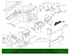 Panou lateral de ornamente pentru consola centrală, partea dreaptă inferioară față, Hyundai Sonata 20-23, negru, Coreea
