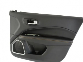 Cartelă de ornamente uși față dreapta Jeep Compass 17-21 negru cu inserție din piele neagră, cotieră piele neagră cu cusături maro, curățabil uscat