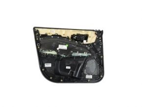 Cartelă de ornamente uși față dreapta Jeep Compass 17-21 negru cu inserție din piele neagră, cotieră piele neagră cu cusături maro, curățabil uscat