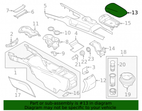 Подлокотник Ford Mustang mk6 15-23 кожа, черный