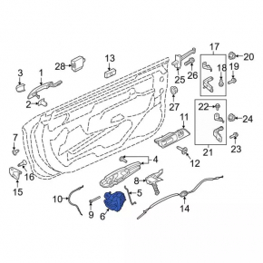 Замок двери передней левой Ford Mustang mk6 15-23