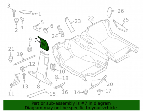Накладка центральной стойки верхняя ремень левая BMW 5 F10 11-16 серая