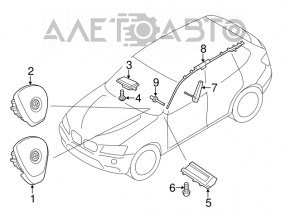Airbag cortină laterală stânga BMW X3 F25 11-17 rupt de pe suport