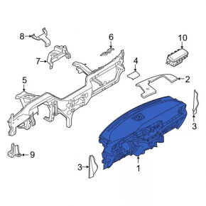 Торпедо передняя панель без AIRBAG Ford Explorer 20-24 кожа черная, Platinum