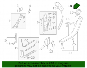Ornament stâlp spate dreapta sub curea Volvo XC60 18-26 parte superioară, negru