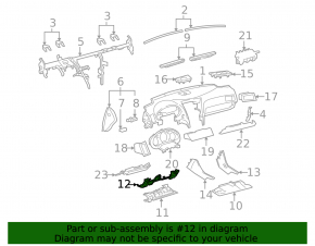 Capacul genunchiului șoferului Lexus GS300 GS350 GS430 GS450h 06-07 negru