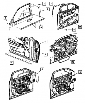 Уплотнитель стекла передний правый Chrysler 300 11-23