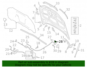 Ручка открывания капота салонная Audi A4 B9 17-25 черная, c кронштейном, надломаны крепления