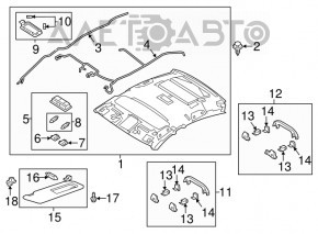 Обшивка потолка Mazda 6 14-17 серый без люка