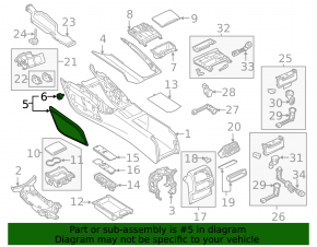 Ornamente consolă centrală dreapta pentru Audi A6 C7 12-18, piele bej, curățabil chimic