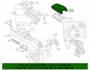 Консоль центральная подлокотник Audi A3 8V 15-20 черная, подлокотник кожа черная, с дефлектором
