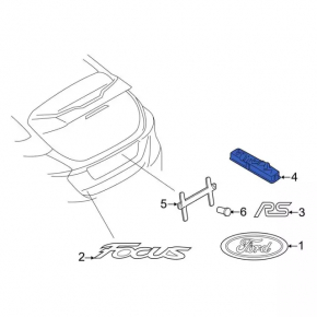 Кнопка открывания крышки багажника с подсветкой номера,под камеру Ford Focus mk3 15-18 рест 4d, сломано крепление камеры