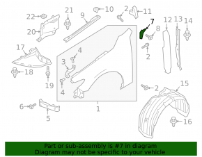 Garnitură aripă interioară stânga față Mazda 3 19-26 5d