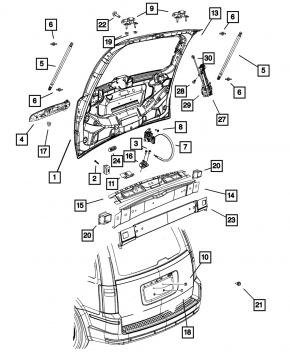 Задняя панель Dodge Grand Caravan 11-20 3 части