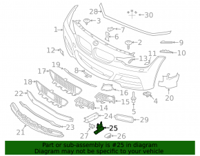 Клык нижнего усилителя переднего бампера левый BMW 2 F22 14-21 M Pack