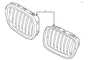 Решетка радиатора grill левая BMW X5 F15 14-18 M, без ночного видения