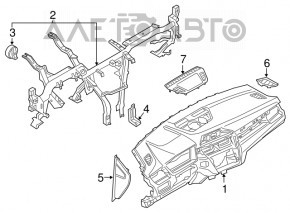 Торпедо передняя панель с AIRBAG BMW X1 F48 16-22 кожа черная, ржавый пиропатрон