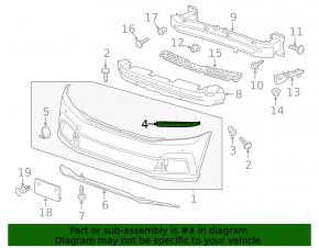 Крепление переднего бампера левое под фарой VW Passat b8 16-19 USA