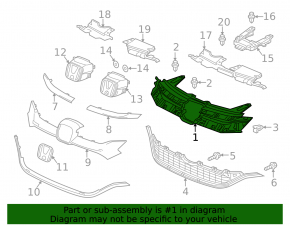 Основание решетки радиатора grill Honda CRV 15-16
