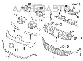 Основание решетки радиатора grill Honda CRV 15-16