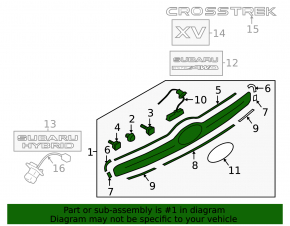Накладка двери багажника Subaru XV Crosstrek 13-17 под камеру