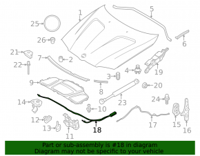 Трос открывания замка капота передняя часть BMW X3 F25 11-17