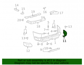 Накладка заднего бампера правая Toyota FJ Cruiser 07-14 серая