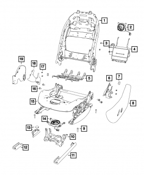 Салазка водительского сидения левая Jeep Cherokee KL 19-23 электро, без каркаса