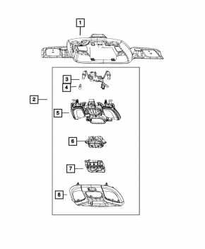 Плафон освещения передний Jeep Compass 22-23 под панораму, серый