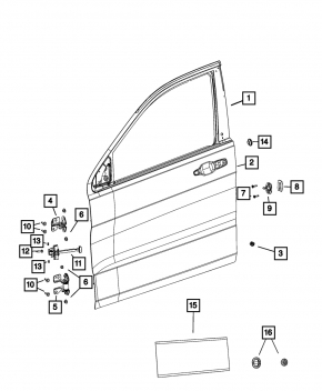 Дверь в сборе передняя левая Jeep Grand Cherokee WL 21-26