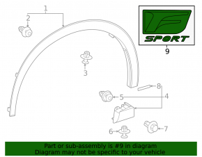 Emblemă F Sport pentru aripa stângă față pentru Lexus RX500h 2023-2026