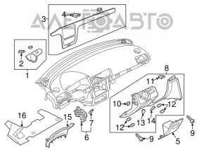 Накладка передней панели левая VW Passat b8 16-19 USA графит, серая