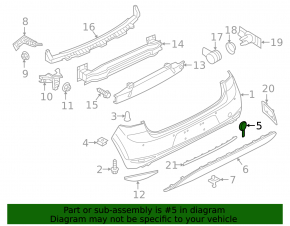 Capac cârlig de remorcare bara spate VW Golf 17-19