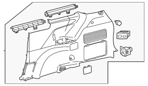Обшивка арки правая Toyota Sienna 21-26 без шторки под розетку 120V, черная с светло-серым