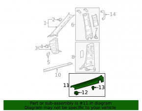 Накладка порога задняя левая Toyota Sienna 11-14 серая, затерта