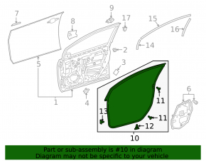 Уплотнитель двери передней правой Toyota Prius 50 16-21