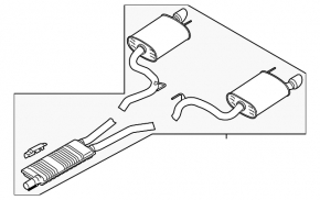 Выпускная трасса в сборе Ford Mustang mk6 15-23 2.3T резонатор с бочками