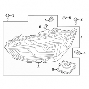 Фара передняя правая в сборе Ford Edge 19-24 BI-LED Titanium