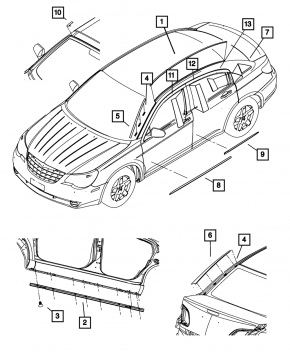 Накладка двери боковая задняя левая задняя Chrysler 200 11-14