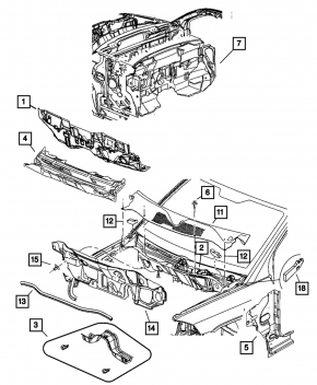 Уплотнитель решетки дворников центральный Jeep Compass 11-16