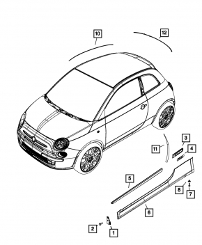 Накладка крыши левая Fiat 500 12-19