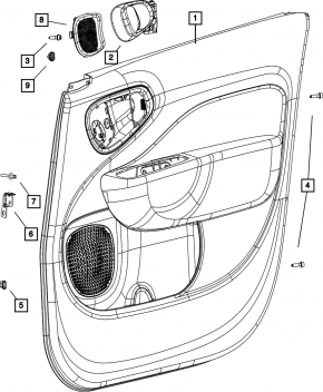 Обшивка двери карточка передняя левая Fiat 500L 14-16 черная с бежевой вставкой